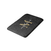 Elegant Black Floral Gold Script Monogram Badmat (Gekanteld)