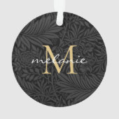 Elegant Black Floral Gold Script Monogram Ornament (achterkant)