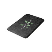 Elegant Black Floral Green Script Monogram Badmat (Gekanteld)