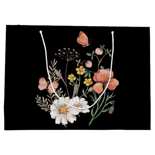 Elegant Black Floral Groot Cadeauzakje (Achterkant)