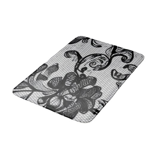 Elegant Black Floral Lace Bath Mat (Gekanteld)