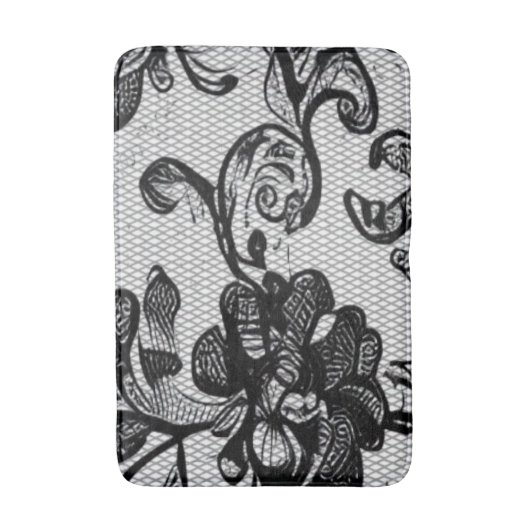Elegant Black Floral Lace Bath Mat (Voorkant Verticaal)