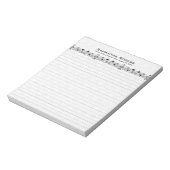 Elegant Black Floral Lace en White Damashen 2 Notitieblok (Linkerzijde)