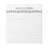 Elegant Black Floral Lace en White Damashen 2 Notitieblok (Voorkant)