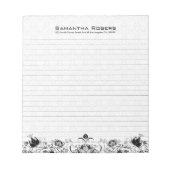 Elegant Black Floral Lace en White Damashen 2 Notitieblok (Voorkant)
