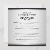 Elegant Black Floral Light Silver 21st Birthday Kaart (Achterkant)