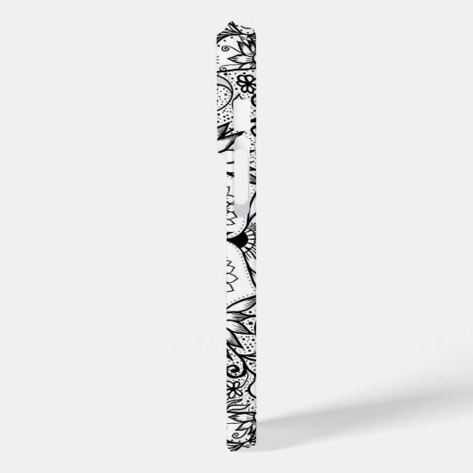 Elegant Black Floral Mandala White Design Case-Mate iPhone Case (Achterkant / Links)