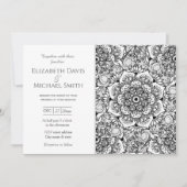 Elegant Black Floral Mandala White Design Kaart (Voorkant)