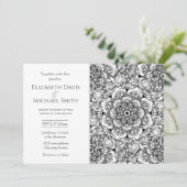 Elegant Black Floral Mandala White Design Kaart (Staand voorkant)