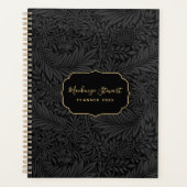 Elegant Black Floral Pattern 2026 Planner (Voorkant)