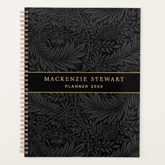 Elegant Black Floral Pattern 2026 Planner (Voorkant)