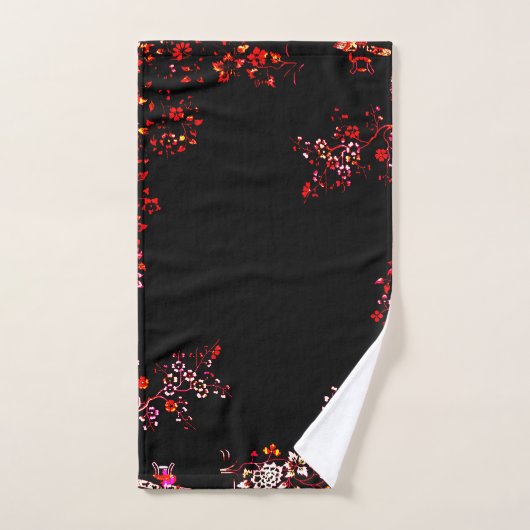 Elegant Black Floral Pattern Bath Towels Bad Handdoek (Handdoek)