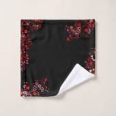 Elegant Black Floral Pattern Bath Towels Bad Handdoek (Wasdoekje)