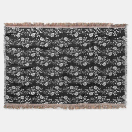 Elegant Black Floral Pattern Deken