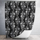 Elegant Black Floral Pattern Douchegordijn