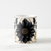 Elegant Black Floral Pattern Koffiemok (Center)