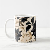 Elegant Black Floral Pattern Koffiemok (Links)