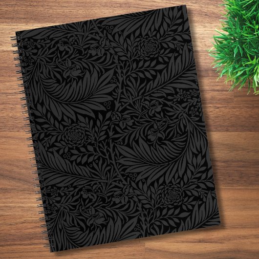 Elegant Black Floral Pattern Notebook Notitieboek