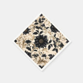 Elegant Black Floral Pattern Servet (Hoek)