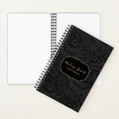 Elegant Black Floral Pattern Sketchbook Notitieboek (Binnen)