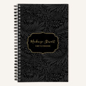 Elegant Black Floral Pattern Sketchbook Notitieboek (Voorkant)