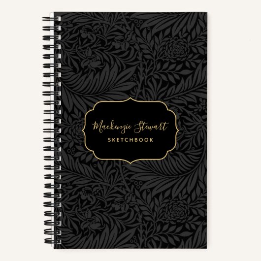 Elegant Black Floral Pattern Sketchbook Notitieboek (Voorkant)