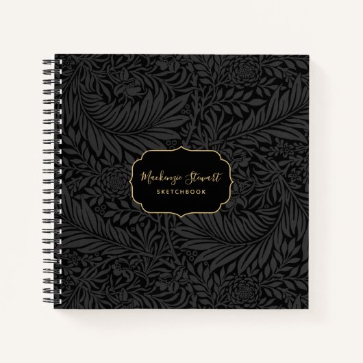 Elegant Black Floral Pattern Sketchbook Notitieboek (Voorkant)