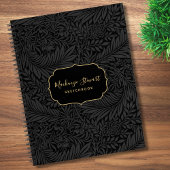 Elegant Black Floral Pattern Sketchbook Notitieboek