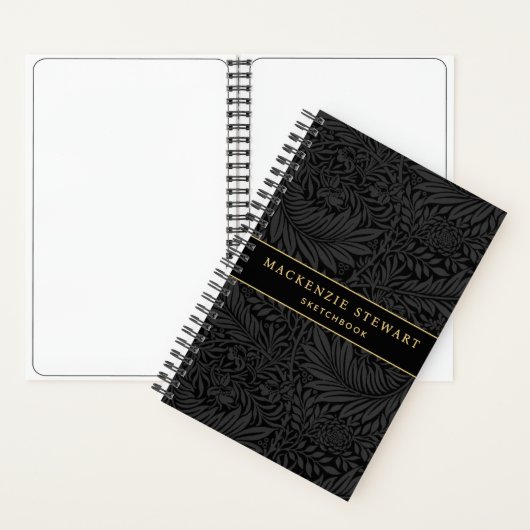 Elegant Black Floral Pattern Sketchbook Notitieboek (Binnen)