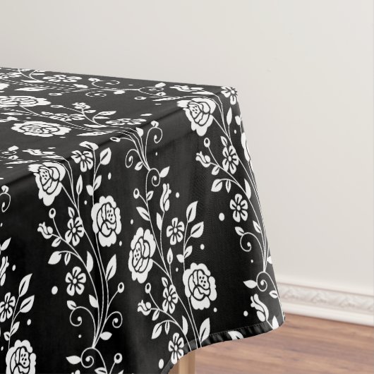 Elegant Black Floral Pattern Tafelkleed (Voorbeeld)