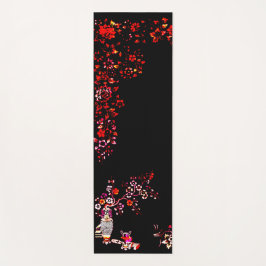 Elegant Black Floral Pattern Yoga Mat