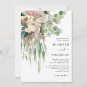 Elegant Black Floral Peonies Wedding Kaart (Voorkant)