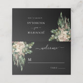 Elegant Black Floral Peonies Wedding Plaatskaartje (Buitenkant ongevouwen)