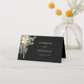 Elegant Black Floral Peonies Wedding Plaatskaartje (Achterkant)