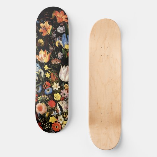 Elegant Black Floral Persoonlijk Skateboard (Voorkant)