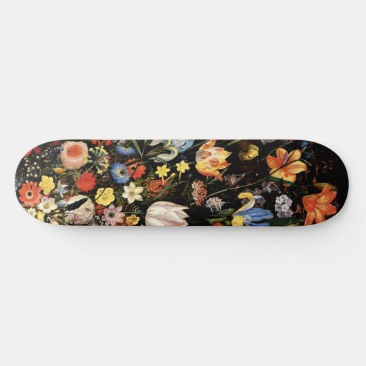 Elegant Black Floral Persoonlijk Skateboard (Horizontaal)