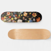 Elegant Black Floral Persoonlijk Skateboard (Horizontaal)
