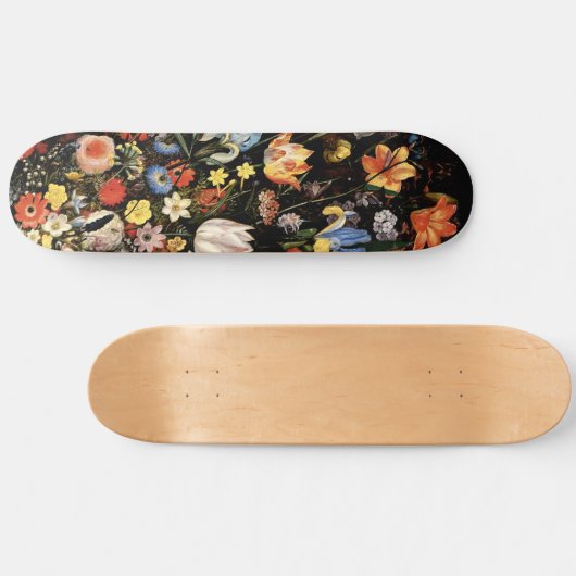 Elegant Black Floral Persoonlijk Skateboard (Horizontaal)