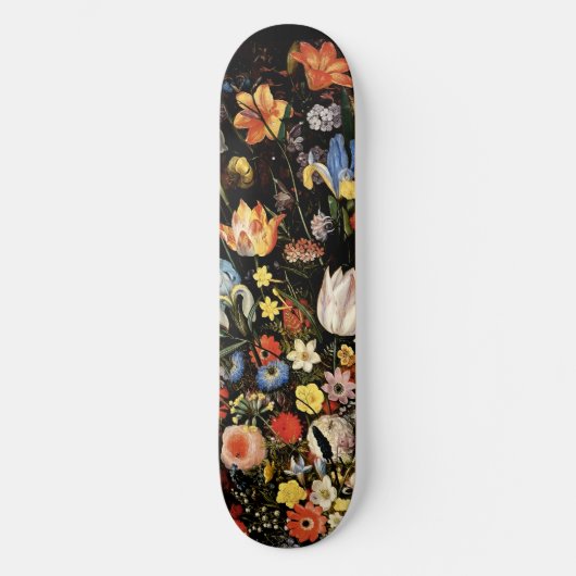 Elegant Black Floral Persoonlijk Skateboard (Voorkant)