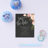 Elegant Black Floral Save the Date Budget Flyer (Enkel)