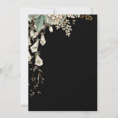 Elegant Black Floral Script Wedding Save The Date (Achterkant)