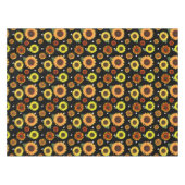 Elegant Black  Floral Sunflower Polka Dots Tafelkleed (Voorkant (Horizontaal))