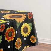 Elegant Black  Floral Sunflower Polka Dots Tafelkleed (Voorbeeld)
