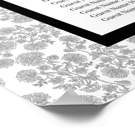 Elegant Black Floral Toile Seating Chart Poster (Hoek)