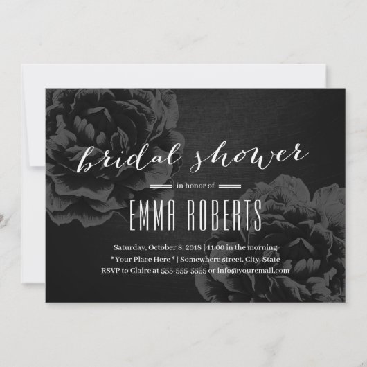 Elegant Black Floral Vrijgezellenfeest Kaart (Voorkant)