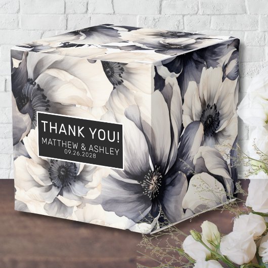 Elegant Black Floral Wedding Bedankdoosjes