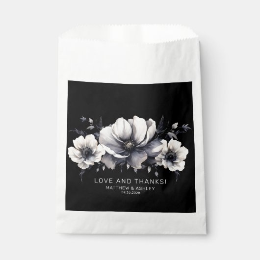 Elegant Black Floral Wedding Bedankt Bedankzakje (Voorkant)