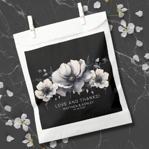 Elegant Black Floral Wedding Bedankt Bedankzakje