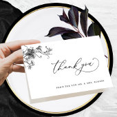 Elegant Black Floral Wedding Dank je gevouwen Kaar Bedankkaart