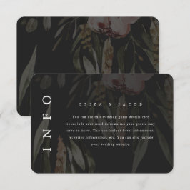 Elegant Black Floral Wedding Guest Detail RSVP Kaartje